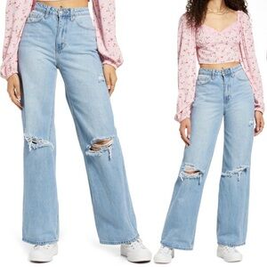 BP Light Blue Distressed Wide Leg Jeans